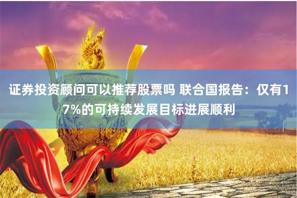 证券投资顾问可以推荐股票吗 联合国报告：仅有17%的可持续发展目标进展顺利